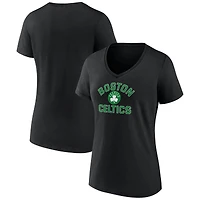 T-shirt noir à col en V Boston Celtics Overtime pour femmes