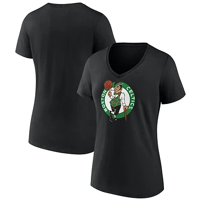 T-shirt blanc à col en V avec logo principal des Boston Celtics pour femmes