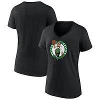 T-shirt blanc à col en V avec logo principal des Boston Celtics pour femmes