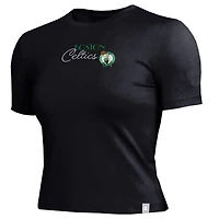 T-shirt court ajusté doux au toucher Champion pour femme, noir, Boston Celtics