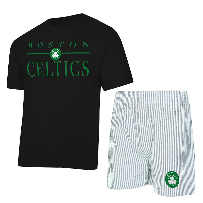 Ensemble pyjama t-shirt et short Boston Celtics Copeland noir blanc pour femme de Concepts Sport