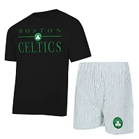 Ensemble pyjama t-shirt et short Boston Celtics Copeland noir blanc pour femme de Concepts Sport