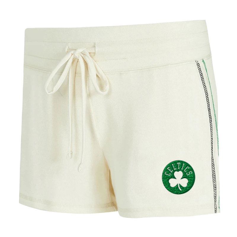 Ensemble t-shirt à manches longues et short en tricot kaki Hacci pour femme Concepts Sport Cream Boston Celtics