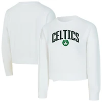 Women's Concepts Sport  White Boston Celtics Laney Chenille Cropped Long Sleeve T-Shirt