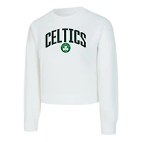 Women's Concepts Sport  White Boston Celtics Laney Chenille Cropped Long Sleeve T-Shirt