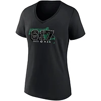 T-shirt noir à col en V Fanatics pour femmes Boston Celtics Hometown Collection 617
