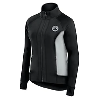 Veste de survêtement sport ajustée et entièrement zippée Fanatics pour femmes, noire, Boston Celtics Studio