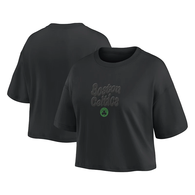 Women's Fanatics Boston Celtics Blackout Wave Cropped Top