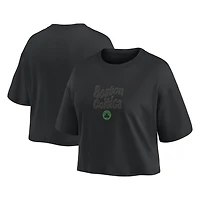 Women's Fanatics Boston Celtics Blackout Wave Cropped Top