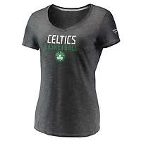 Women's Fanatics Charcoal Boston Celtics Double-Fade Space-Dye V-Neck T-Shirt