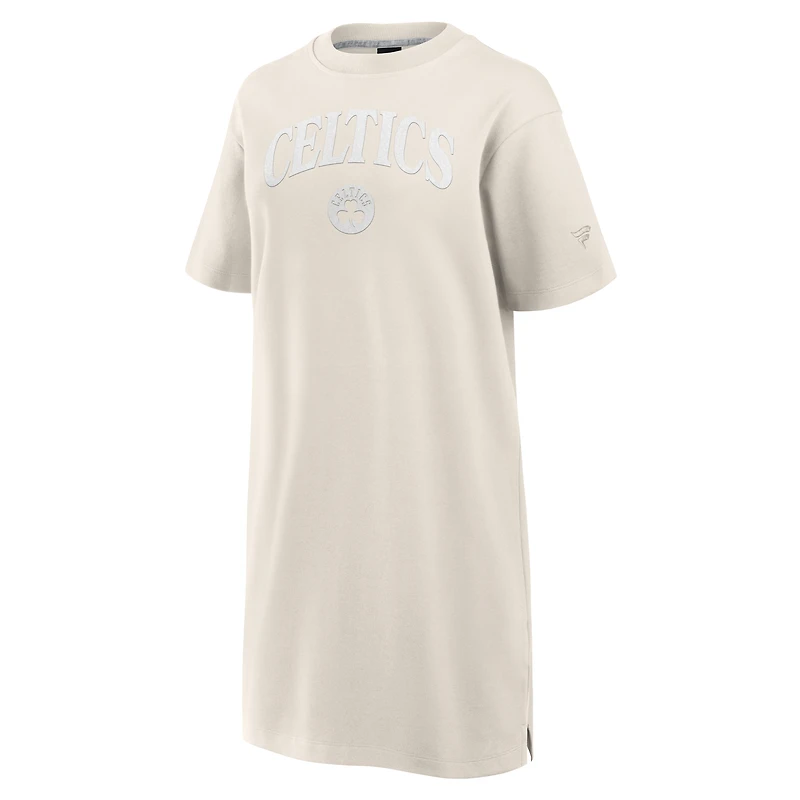 Women's Fanatics  Cream Boston Celtics Elements Go Tri-Blend T-Shirt Dress