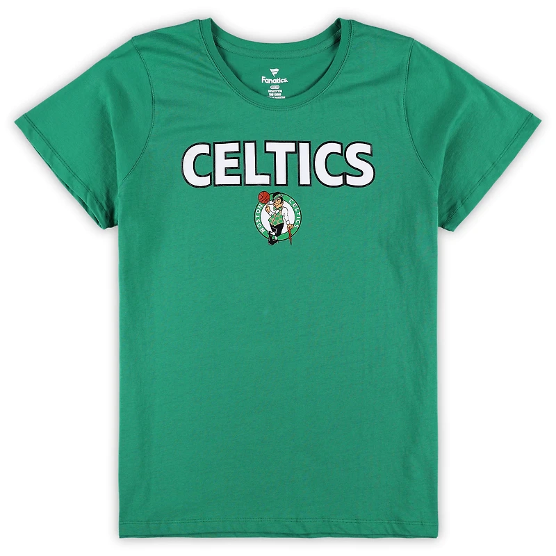 Women's Fanatics Kelly Green/Heather Gray Boston Celtics Plus T-Shirt & Shorts Combo Set