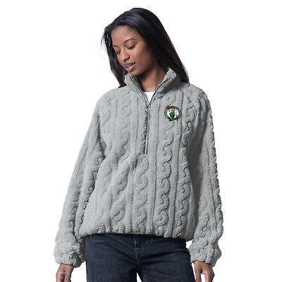 Pull demi-zippé G-III 4Her pour femme par Carl Banks, gris, Boston Celtics Champ