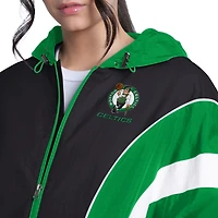 Veste légère oversize zippée G-III 4Her pour femme par Carl Banks, verte et noire, modèle Quarterback des Boston Celtics