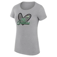 Women's G-III 4Her by Carl Banks Heather Gray Boston Celtics Super-Slim Fit Lightweight Leopard Heart T-Shirt