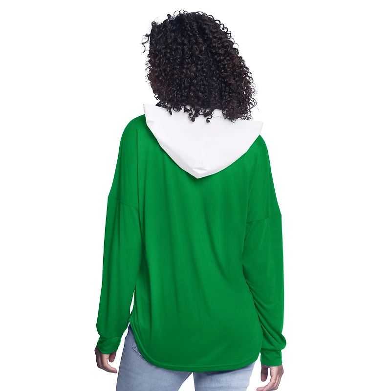 Women's G-III 4Her by Carl Banks Kelly Green Boston Celtics Bench Player Oversized Long Sleeve Hooded Top