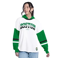 T-shirt à manches longues et capuche oversize G-III 4Her pour femme, par Carl Banks, blanc/vert, Boston Celtics, joueur clé