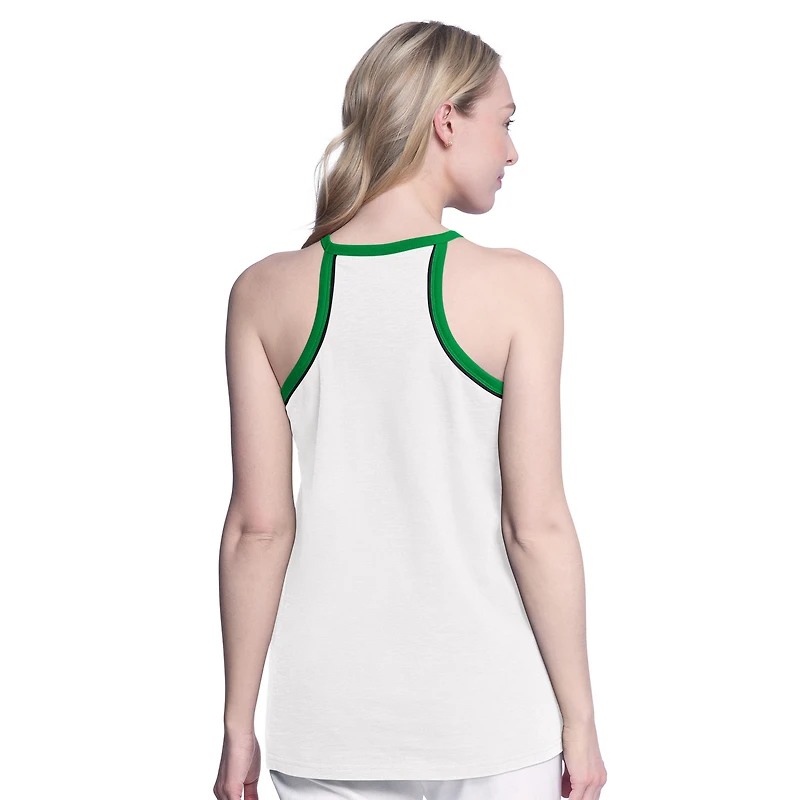 Women's G-III 4Her by Carl Banks White Boston Celtics Curveball Racerback Scoop Neck Slub Tank Top