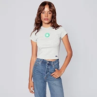 T-shirt court bébé gris à petit logo des Boston Celtics de la marque Hype and Vice pour femmes
