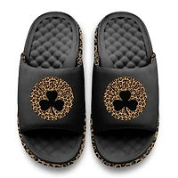 Sandales à enfiler ISlide noires pour femmes, motif léopard Boston Celtics