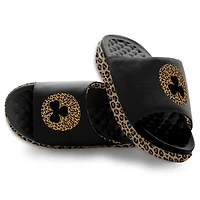 Women's ISlide Black Boston Celtics Cheetah Dip Motive Slide Sandals