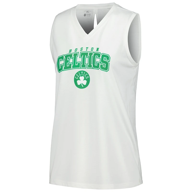 Women's Levelwear White Boston Celtics Paisley Peekaboo Tank Top