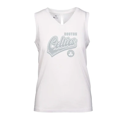 Women's Levelwear White Boston Celtics Paisley Sweep V-Neck Tank Top