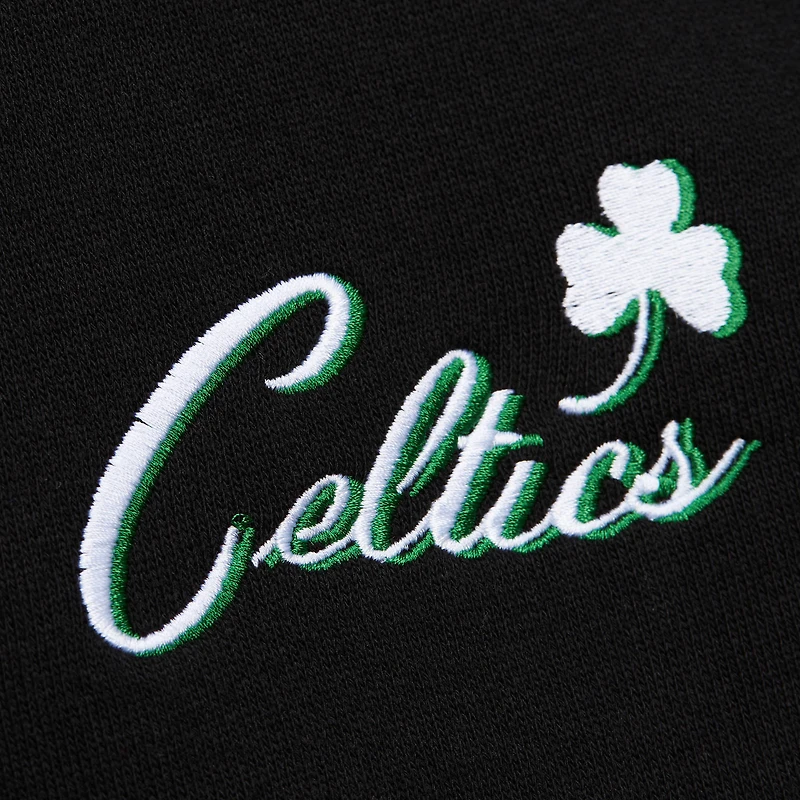 Sweat à capuche court noir Boston Celtics Hardwood Classics pour femme Mitchell & Ness
