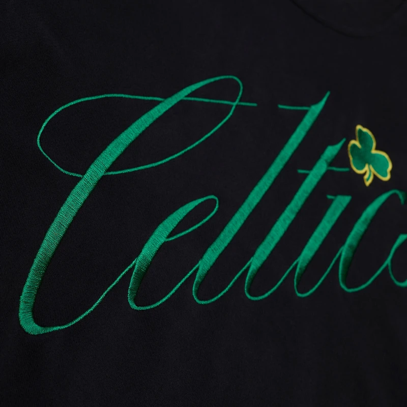 Women's Mitchell & Ness  Black Boston Celtics Hardwood Classics Script Lightweight Sweatshirt