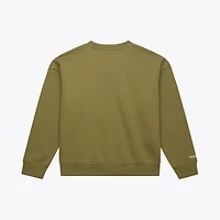 Women's Mitchell & Ness  Olive Boston Celtics Lightweight Script Sweatshirt