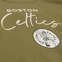 Women's Mitchell & Ness  Olive Boston Celtics Lightweight Script Sweatshirt