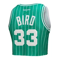 Women's Mitchell & Ness x DANNIJO Larry Bird Kelly Green Boston Celtics Fashion Cropped Basketball Jersey