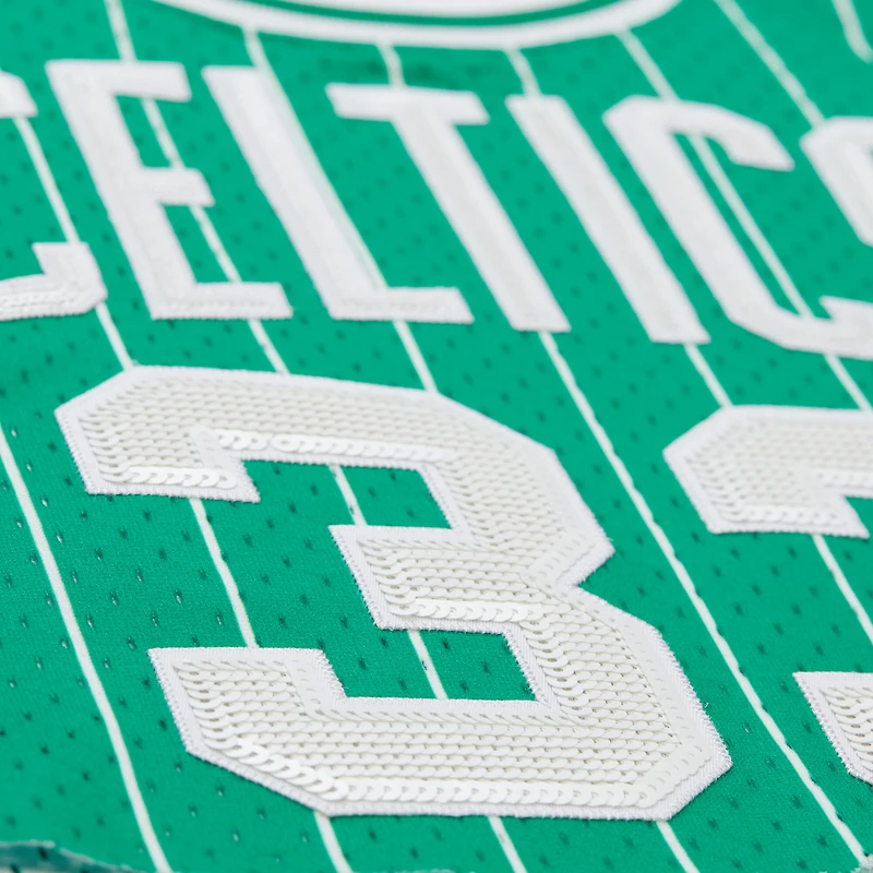 Women's Mitchell & Ness x DANNIJO Larry Bird Kelly Green Boston Celtics Fashion Cropped Basketball Jersey