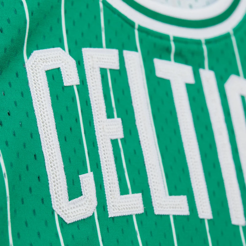 Women's Mitchell & Ness x DANNIJO Larry Bird Kelly Green Boston Celtics Fashion Cropped Basketball Jersey