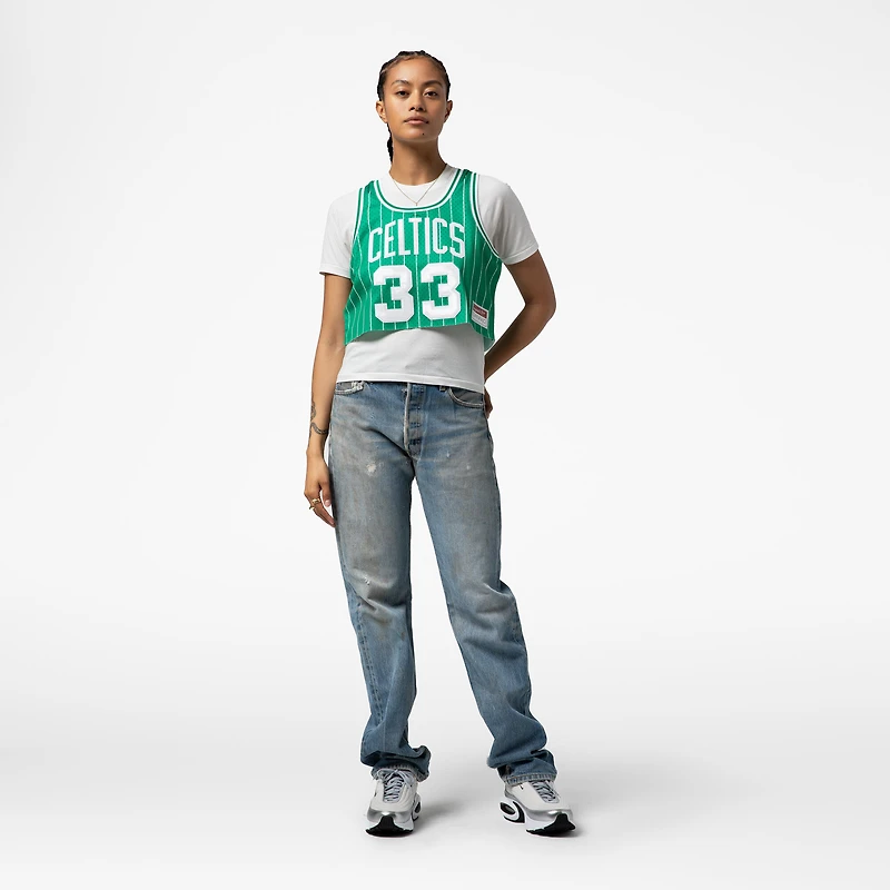 Maillot de basket-ball court tendance pour femme Mitchell & Ness x DANNIJO Larry Bird Kelly Green des Boston Celtics