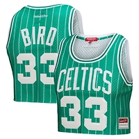 Women's Mitchell & Ness x DANNIJO Larry Bird Kelly Green Boston Celtics Fashion Cropped Basketball Jersey