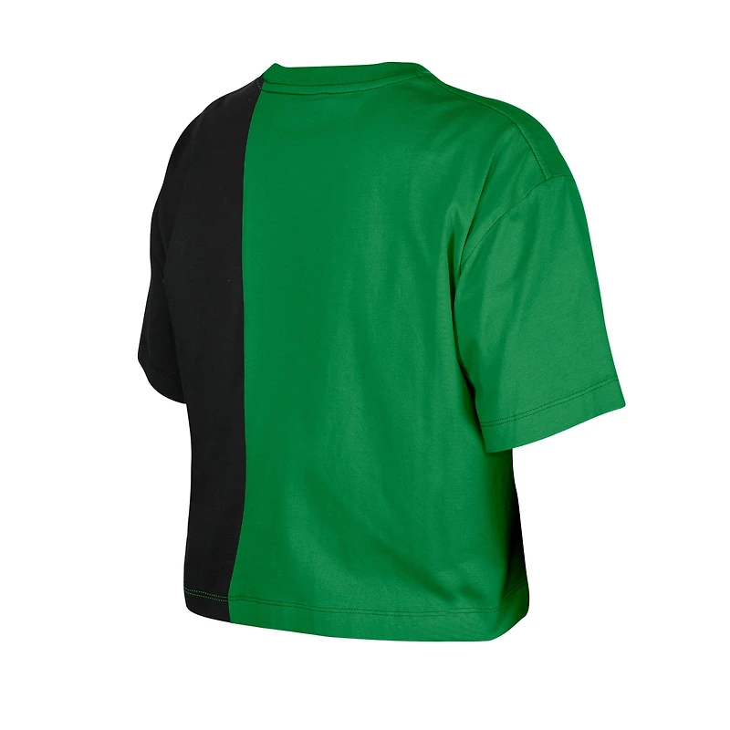 Women's New Era Green Boston Celtics Upcycled Colorblocked Boxy Cropped T-Shirt