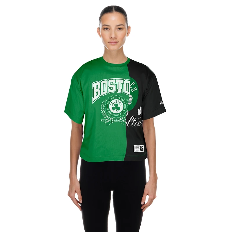 T-shirt court boxy vert recyclé Boston Celtics pour femme New Era