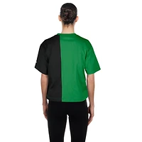 Women's New Era Green Boston Celtics Upcycled Colorblocked Boxy Cropped T-Shirt