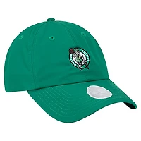 Casquette New Era Kelly Green Boston Celtics 9FORTY pour femme, style flex queue de cheval.