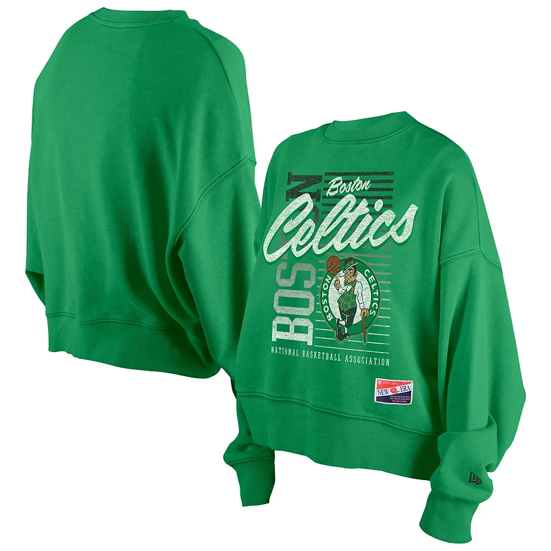 Sweat-shirt boxy vert Kelly Boston Celtics pour femme New Era à délavage minéral
