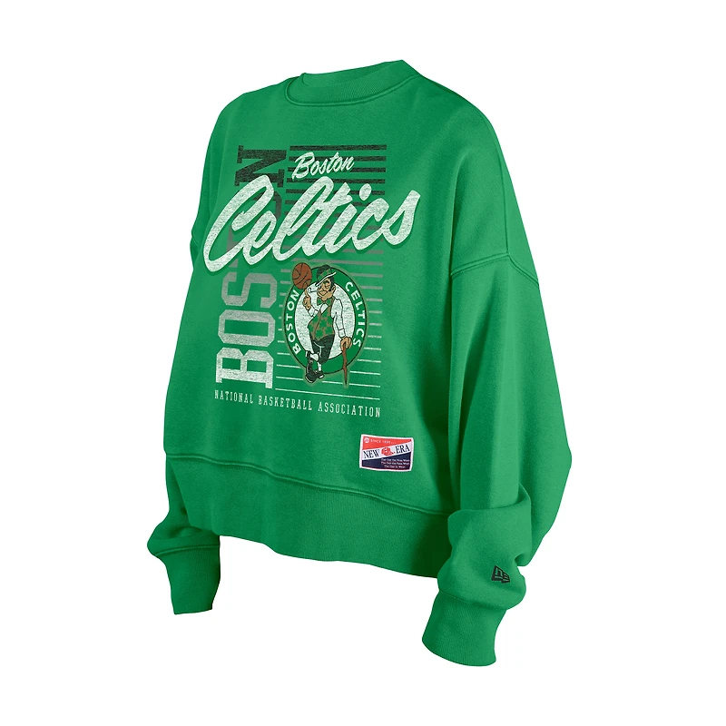 Women's New Era Kelly Green Boston Celtics Boxy Throwback Mineral Wash Sweatshirt