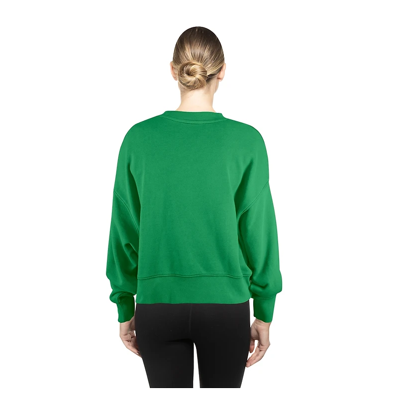 Women's New Era Kelly Green Boston Celtics Boxy Throwback Mineral Wash Sweatshirt