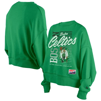 Sweat-shirt boxy vert Kelly Boston Celtics pour femme New Era à délavage minéral