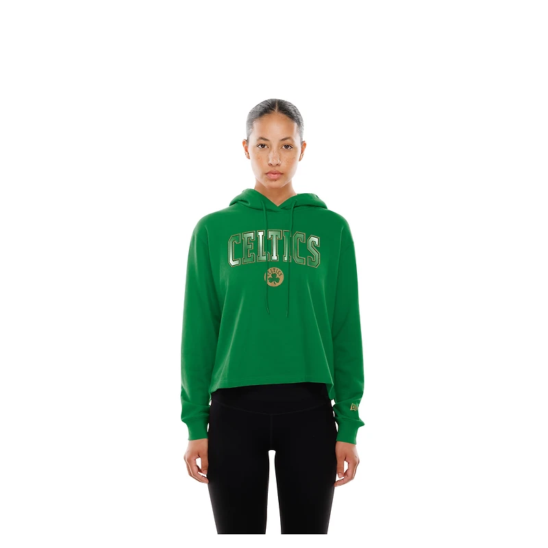 Women's New Era Kelly Green Boston Celtics Glam Game Open Back Hoodie