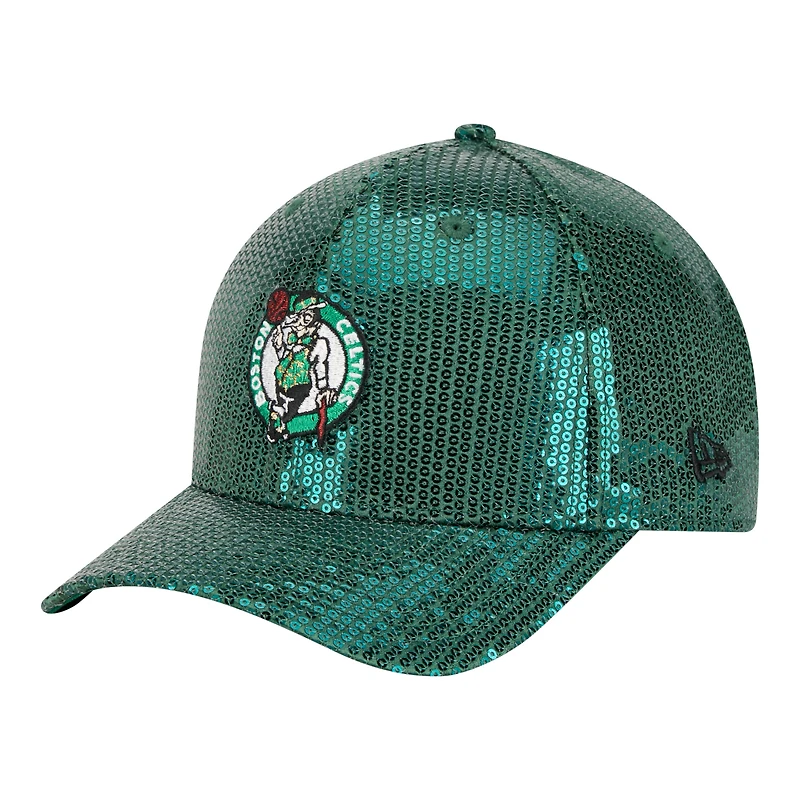 Women's New Era  Kelly Green Boston Celtics Sequin M-Crown 9FORTY Adjustable Hat
