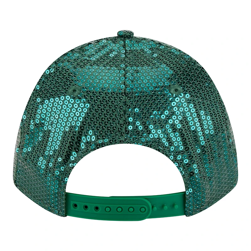 Women's New Era Kelly Green Boston Celtics Sequin M-Crown 9FORTY Adjustable Hat