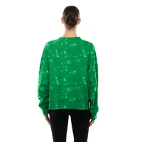 Women's New Era  Kelly Green Boston Celtics Throwback Collection Mineral Wash Crewneck Sweatshirt