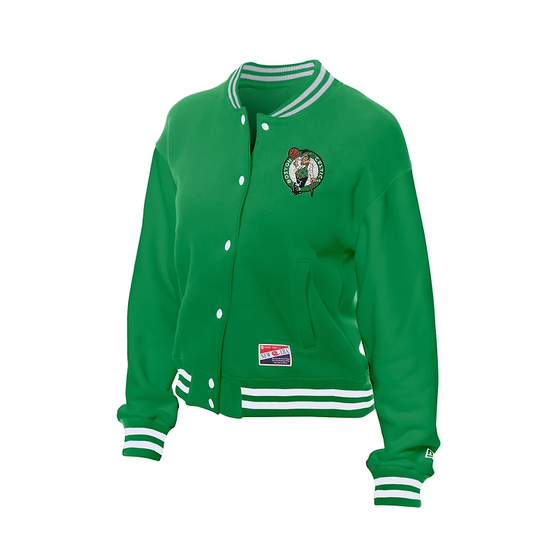 Veste à boutons-pression rétro Boston Celtics de New Era pour femme, vert Kelly