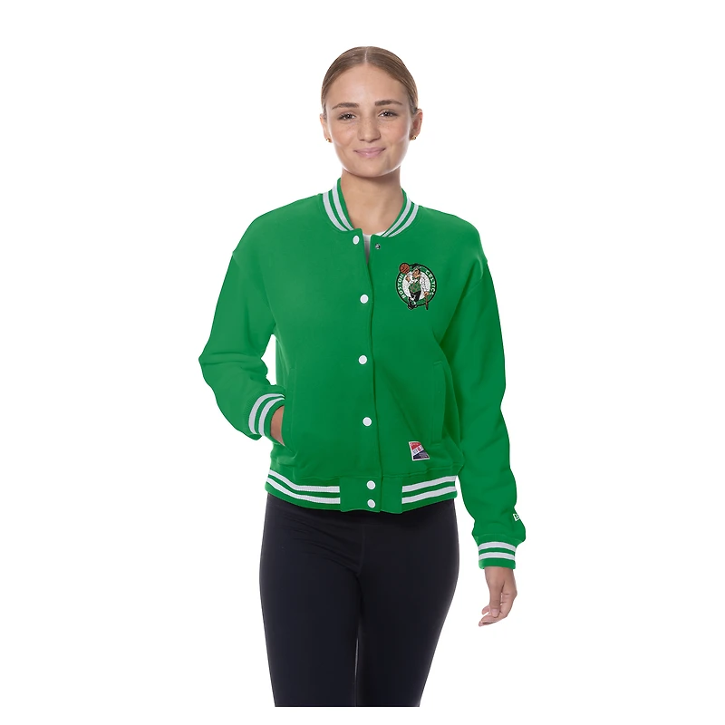 Veste à boutons-pression rétro Boston Celtics de New Era pour femme, vert Kelly